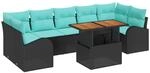 vidaXL Garten-Sofa-Set mit Speicher 8 pcs Schwarz Poly Rattan, Garten und...