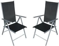 DEGAMO 2X Klappsessel Ravenna Alu Silbergrau + Textilgewebe schwarz, 7-Fach