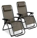 Spetebo Relaxsessel mit Kopfkissen aus Textil Gewebe 2er Set 178 x 51 cm -...