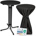 Beautissu Schwarzer Stehtisch klappbar 70 cm mit Premium Stehtischhusse Schwarz...