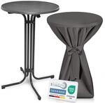 Beautissu Grauer Stehtisch klappbar 70 cm mit Premium Stehtischhusse Anthrazit &