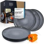 Moritz & Moritz VIDA 6er Dinner Teller Set Anthrazit - Dinnerteller f&uuml;r 6...