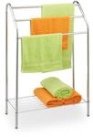 Relaxdays Handtuchst&auml;nder, 3 Stangen, Ablage, freistehend, Stahl, HxBxT: