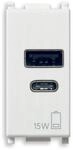 Vimar 14292.AC.15 PLANA USB Netzteil 15W 3A 5V f&uuml;r elektronische Ger&auml;te, USB A und