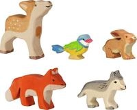 Holztiger 80630 Waldtiere Tierkinder &ndash; Set mit 5 Spielfiguren aus Holz,...