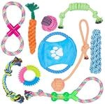 Relaxdays Hundespielzeug Set 10 teilig, Tauspielzeug, Zerrspielzeug, Hundefrisbee,