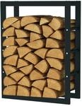 SCHMIDT Kaminholzregal Metall Schwarz 60x25x80 cm &ndash; Innen & Au&szlig;en &ndash;