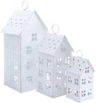 Laterne MALM&Ouml; 3er Set 43/31 / 20 cm zum H&auml;ngen - wei&szlig; - Metall Windlicht in...