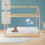 ML-Design Kinderbett 70x140 cm mit Dach und Lattenrost, Natur, Hausbett f&uuml;r...