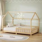 ML-Design Kinderbett Hausbett 120x200 cm mit Rausfallschutz, Dach & Lattenrost,