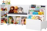 VEVOR Kinderregal mit Sitzbank & R&uuml;ckenlehne & B&uuml;cherregal & Spielzeug-Organize,