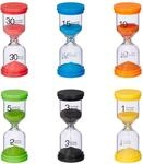 Relaxdays Sanduhren Set, 6-teilig, Kurzzeituhr, 1/3/ 5/10/ 15/30 Min, H x D: 11 x 4,5