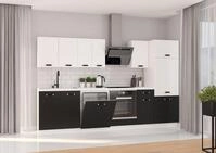 K&uuml;che Omega XL 300 cm K&uuml;chenzeile K&uuml;chenblock Einbauk&uuml;che Schwarz + Wei&szlig;...