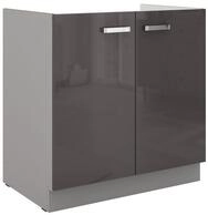 Sp&uuml;len Unterschrank 80 Hochglanz Grau K&uuml;chenzeile K&uuml;chenblock K&uuml;che Grey...
