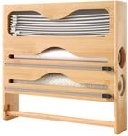 Relaxdays Wandrollenhalter 4 in 1, K&uuml;chenrolle, Frischhalte-, Alufolie,