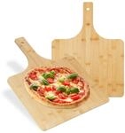 Relaxdays Pizzaschieber XXL, 2er Set, 50x38 cm, Pizzaschaufel, abgerundete Kanten,