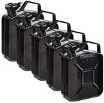 BW&reg; Benzinkanister Metall 5x 5 Liter - Kraftstoffkanister Schwarz - RAL 9005 -