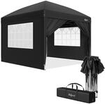 Zelsius Faltbarer Pavillon 3x3 m mit Seitenw&auml;nden | Schwarz | Pop-Up...