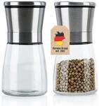 Intirilife 2er Set Gew&uuml;rzm&uuml;hle Edelstahl Glas Transparent 13.5 x 6.5 cm &ndash;...