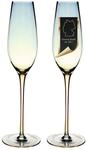 INTIRILIFE 2er Set Champagnergl&auml;ser mit Regenbogen-Schimmer und Wellenform 200...
