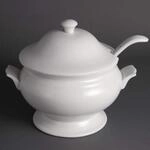 Olympia Whiteware Suppenterrine und Sch&ouml;pfkelle, 2,5 Liter, wei&szlig;es Porzellan,