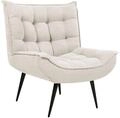 Beliani Sessel Stoff beige mit schwarzen Metallbeinen Dicker Polsterung Modern