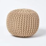 Homescapes Pouf Strickpouf rundes Bodenkissen, Sitzpouf 35 x 40 cm, gepolsterter