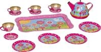 goki 51441 &ndash; Teeservice Funky Flowers aus Blech f&uuml;r Kinder &ndash; 14-teiliges