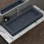 doporro Waschbecken 100x48x10cm Aufsatzwaschbecken matt Anthrazit aus...