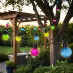 Spetebo LED Solar Lichterkette, bunt, 20 geriffelte Gl&uuml;hbirnen, 570 cm
