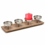 Spetebo Mango Advents Kerzenhalter f&uuml;r 4 Kerzen - 35 x 12 cm - Holz Alu