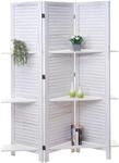 Mendler Paravent T752, Trennwand Raumteiler mit Regalb&ouml;den 170x125cm, Shabby...