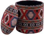 FineBuy Sitzhocker mit Stauraum aus Stoff 40cm Mehrfarbig Rund - Design Boho