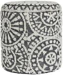FineBuy Sitzhocker Rund 40x45 cm Wolle Grau, Boho Design