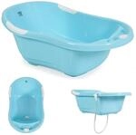 Babybadewanne Lilly platzsparend mit Wasserablauf, Ablagef&auml;cher f&uuml;r Zubeh&ouml;r