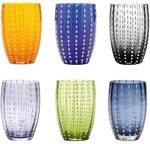 Zafferano Perle Bicchiere 32 cl Set 6 Pz In Vetro Colorato Multicolore Freddo