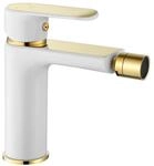 Rea BIDET-WASSERHAHN BLOOM WHITE GOLD Einhebelmischer aus Messing f&uuml;r WC, WC,
