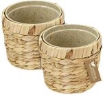 HMF Innovativer Blumentopf geflochten aus Wasserhyazinthe, mit Pflanztopf aus