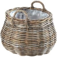 Kobolo Pflanzkorb Pflanzk&uuml;bel rund XXL aus Rattan mit Folie ausgeschlagen -...