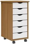vidaXL Rollschrank mit Schubladen Moss Honigbraun Massivholz Kiefer, Kommode,