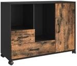 Relaxdays Rollcontainer 2 Schubladen, 4 F&auml;cher, HBT: 70x90x35 cm, Rollwagen mit