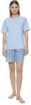 Mey Nachtw&auml;sche Serie Flower Meadow Damen Schlafanz&uuml;ge Blue Silk L(42)