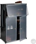 Relaxdays, schwarz Kunststoff Schuhschrank, XL Steckregal, Schuhregal f. 24 Paar, 6