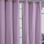 HOMESCAPES 2er Set eifarbige &Ouml;sen Gardinen je B117 x L137 cm aus 100%...
