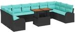 vidaXL Garten-Sofa-Set mit Speicher 11 pcs Schwarz Poly Rattan, Garten und...