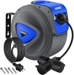 MASKO&reg; Automatik Kabeltrommel Verl&auml;ngerungskabel 10m mit 3-Fach Anschluss...