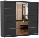 Kleiderschrank mit Spiegel, Schiebet&uuml;ren - Wei&szlig;/Sonoma Schwebet&uuml;renschrank,