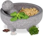 Relaxdays M&ouml;rser mit St&ouml;&szlig;el, Granit, H x D: 9 x 20 cm, robust, langlebig,
