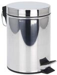 Spetebo Edelstahl Tretm&uuml;lleimer silber rund - 5 Liter - Metall Kosmetikeimer in