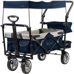 Zelsius Bollerwagen faltbar mit Dach | Blau/Grau | Transportwagen mit...